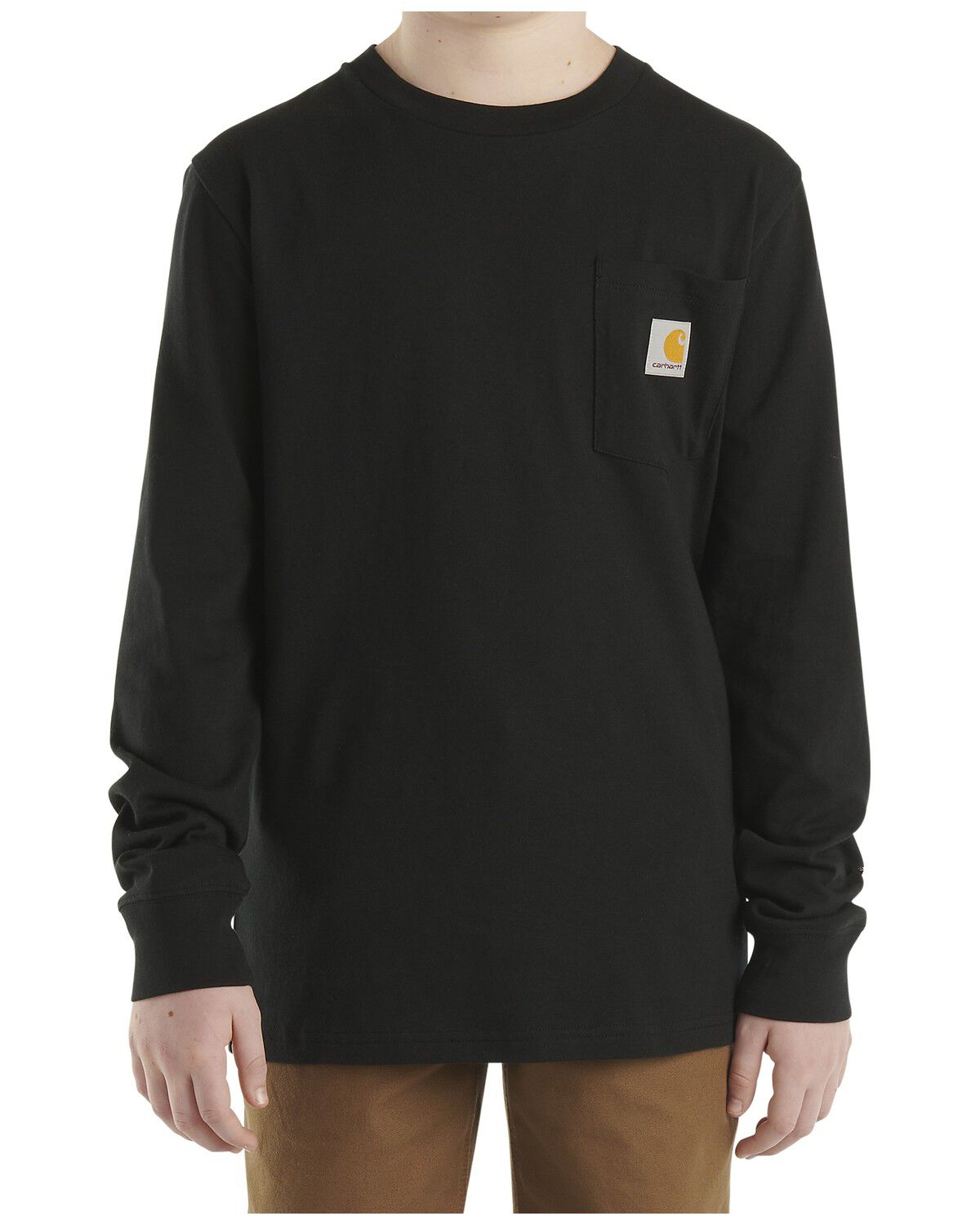 Image #1 - Carhartt Toddler Boys' Logo Long Sleeve Pocket T-Shirt, Black, hi-res