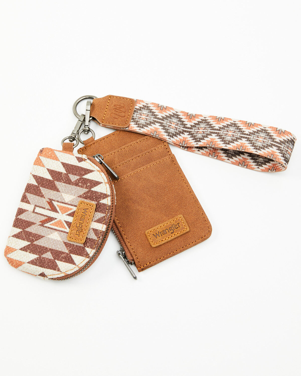 Image #1 - Wrangler Southwestern Print Keychain Coin Wallet, Brown, hi-res