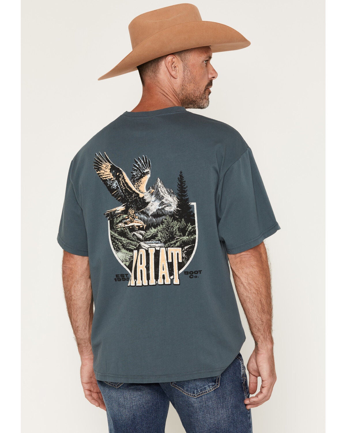 Image #1 - Ariat Men's Apex Freedom Eagle Short Sleeve Boxy Graphic T-Shirt, Slate, hi-res