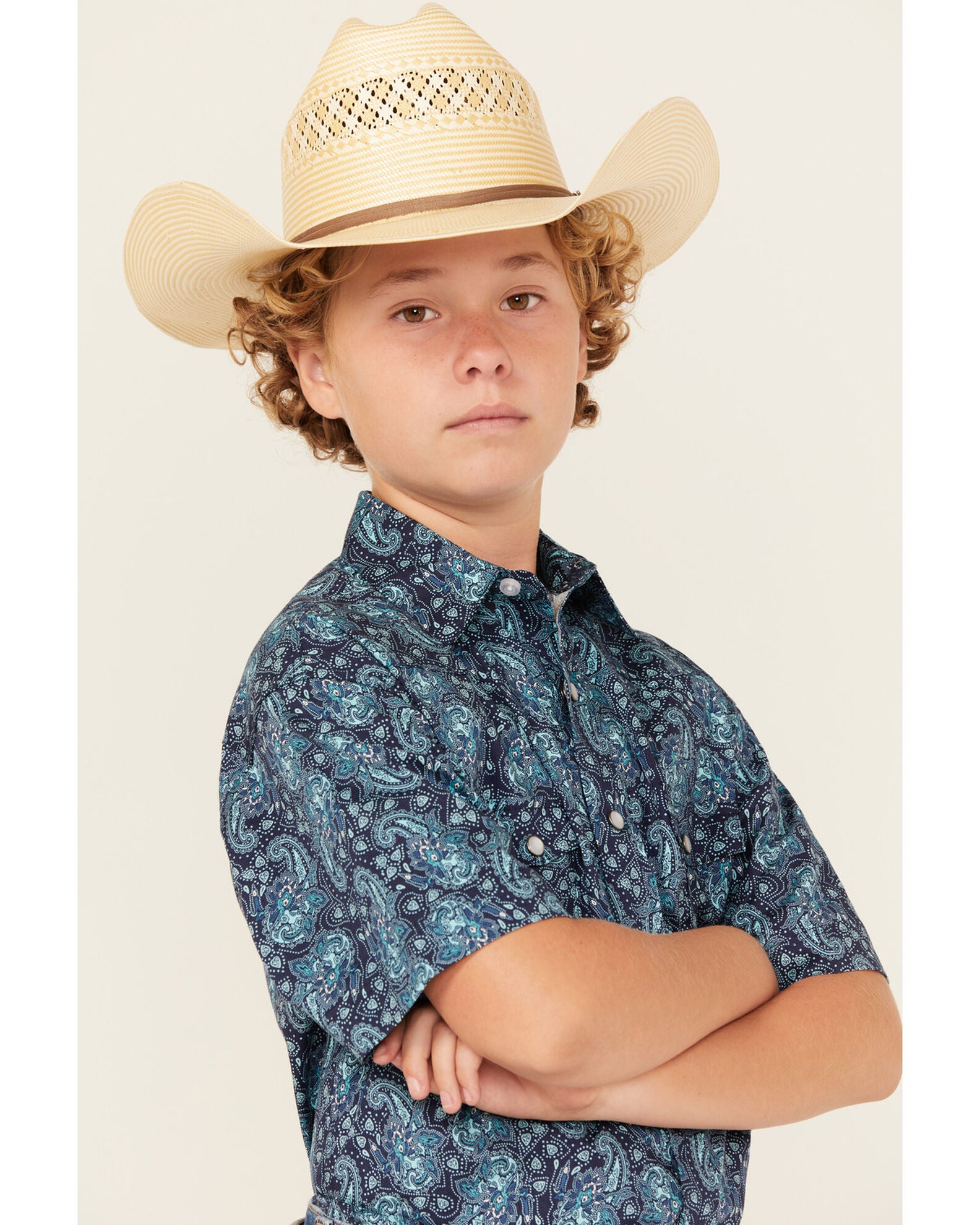 Product Name: Panhandle Boys' Paisley Print Long Sleeve Snap Western Shirt