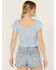 Image #4 - Bila Women's Floral Print Short Sleeve Shirt, Blue, hi-res