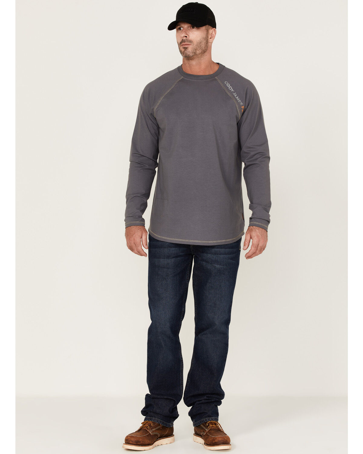 Image #2 - Cody James Men's FR Long Sleeve Raglan Work T-Shirt, Grey, hi-res