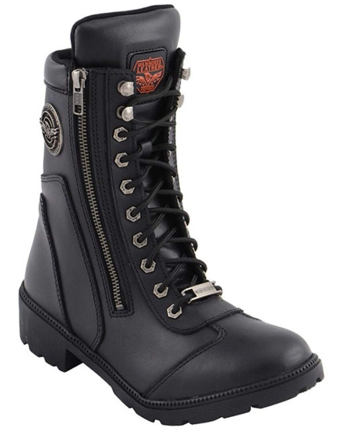 Milwaukee Leather Women's Black Moto Zipper Boots - Soft Toe, Black, hi-res