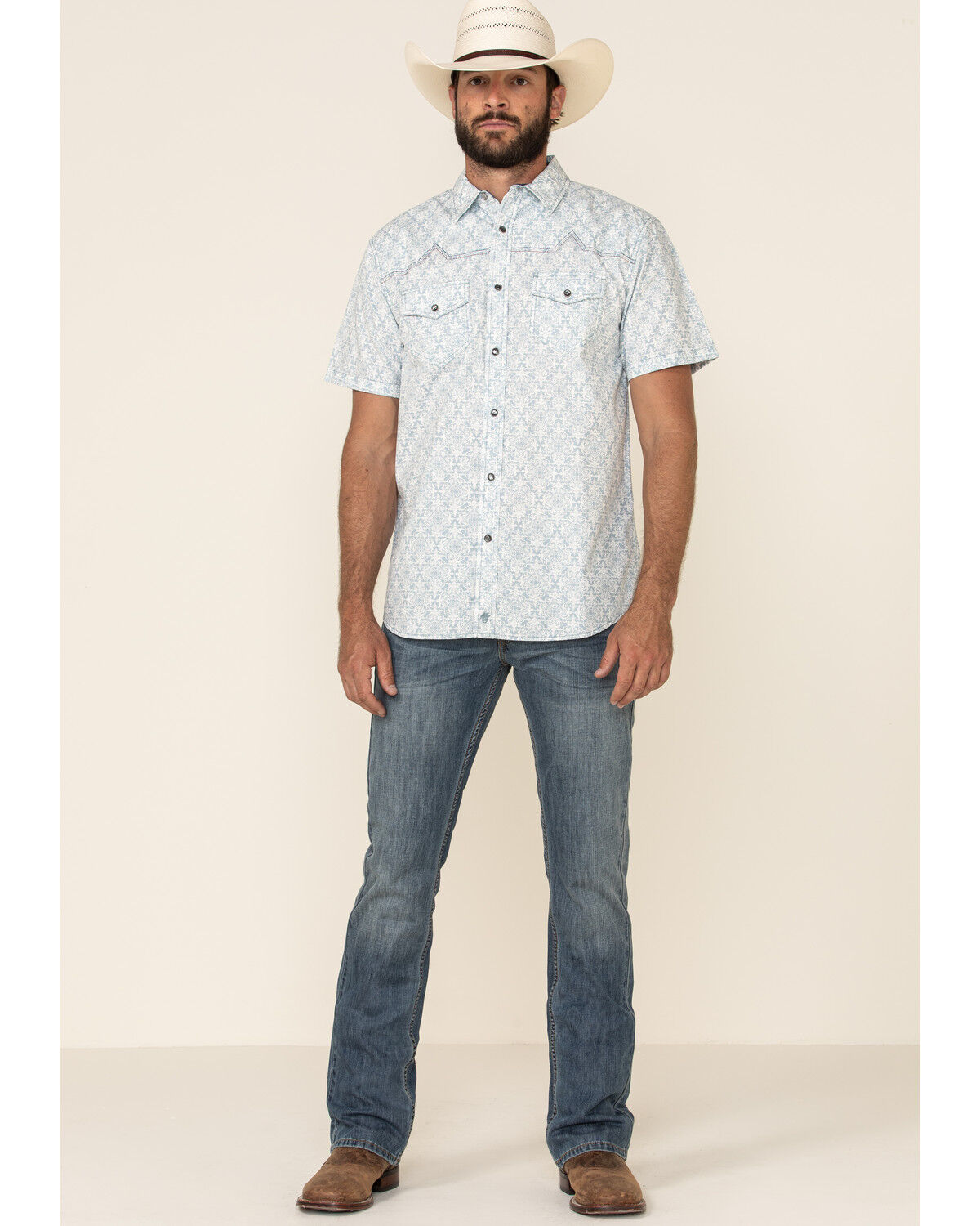 Image #1 - Moonshine Spirit Men's Taboo Med Print Short Sleeve Western Shirt, , hi-res