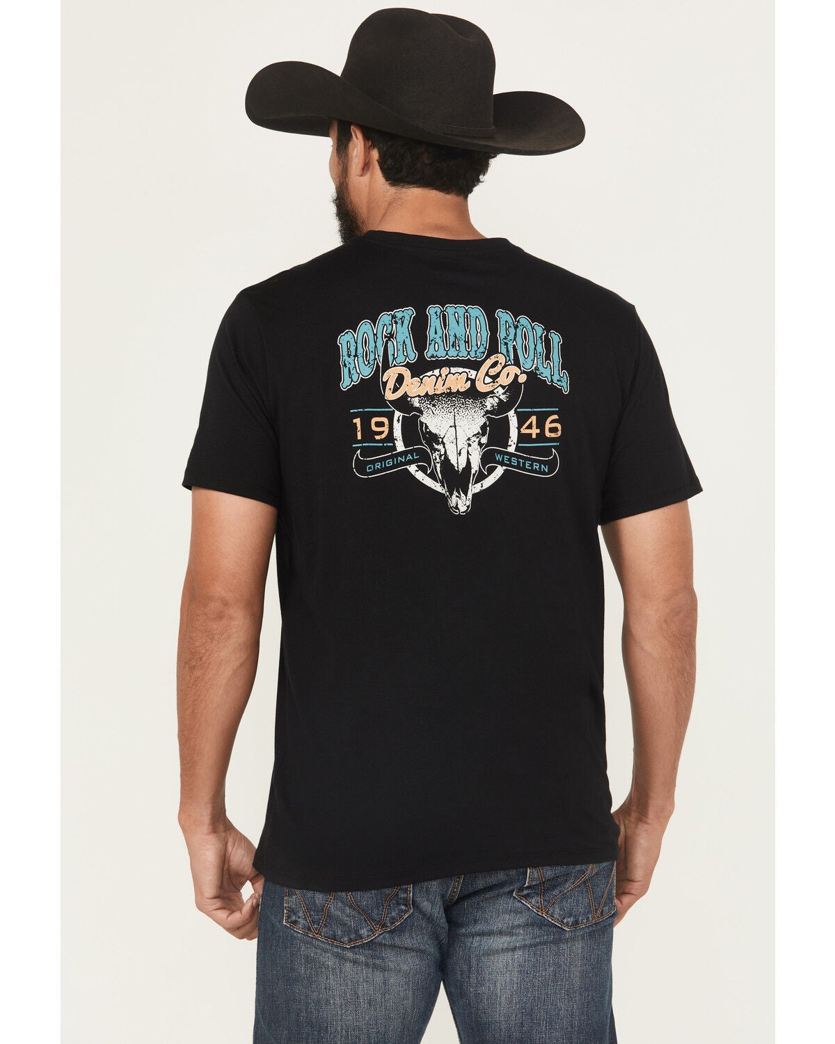 Rock & Roll Denim Men's Steerhead Short Sleeve Graphic T-Shirt, Black, hi-res