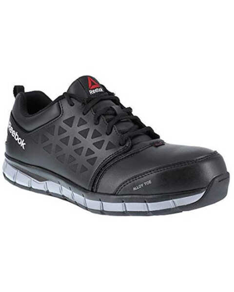 Image #1 - Reebok Men's Conductive Sport Oxford Work Shoes - Alloy Toe, Black, hi-res