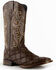 Ferrini Men's Ostrich Patchwork Exotic Western Boots - Broad Square Toe , Chocolate, hi-res