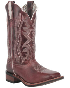 Laredo Women's Willa Western Boots - Wide Square Toe, Wine, hi-res