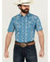 Image #1 - Gibson Men's Hayes Abstract Paisley Print Short Sleeve Snap Western Shirt, Light Blue, hi-res
