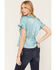 Image #4 - Shyanne Women's Gulch Lace Trim Ruffle Sleeve Top, Ocean Blue, hi-res
