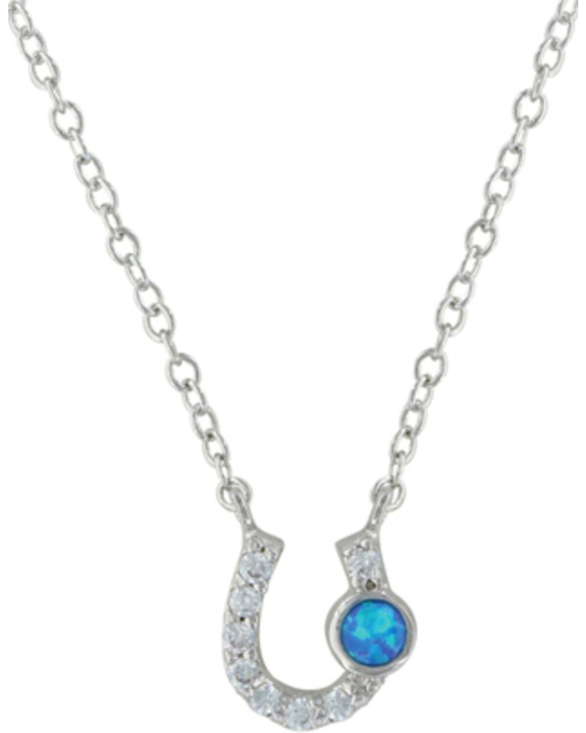 Montana Silversmiths Women's Silver Lightfoot Horseshoe Necklace, Silver, hi-res