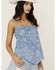 Image #2 - Wrangler Women's Smocked Bandana Top, Blue, hi-res