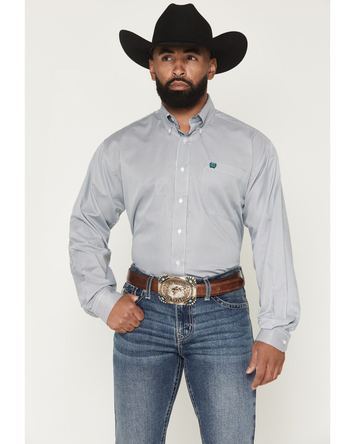 Cinch Men's Stripe Print Long Sleeve Button-Down Western Shirt, Multi, hi-res