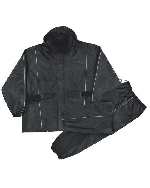 Milwaukee Leather Men's Reflective Heat Guard Waterproof Rain Suit, Black, hi-res