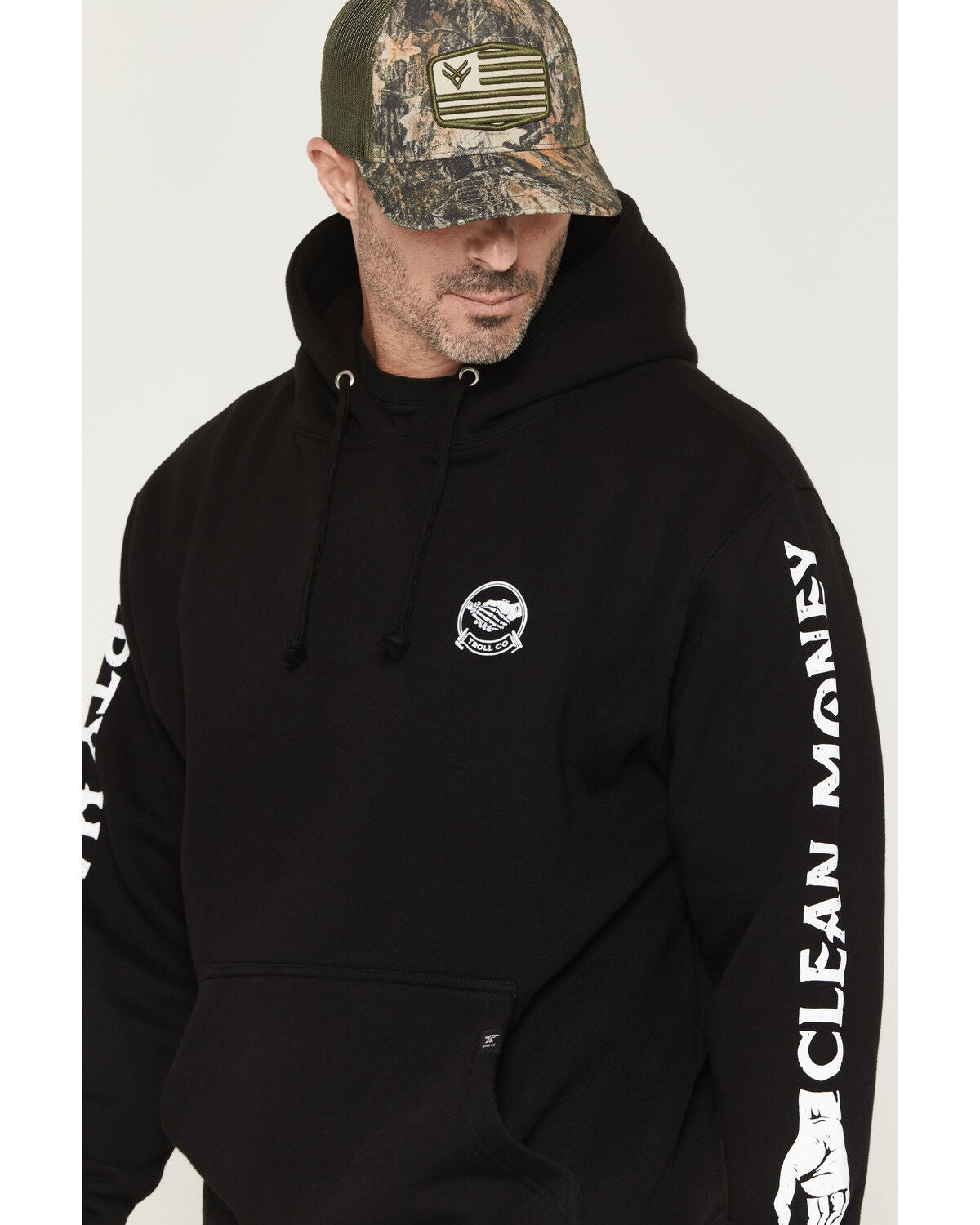 Image #2 - Troll Co Men's Haggler Hands Graphic Hooded Sweatshirt, Black, hi-res