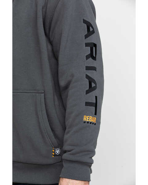 Image #4 - Ariat Men's Gray Rebar All-Weather Full Zip Work Hooded Sweatshirt - Big & Tall , Grey, hi-res