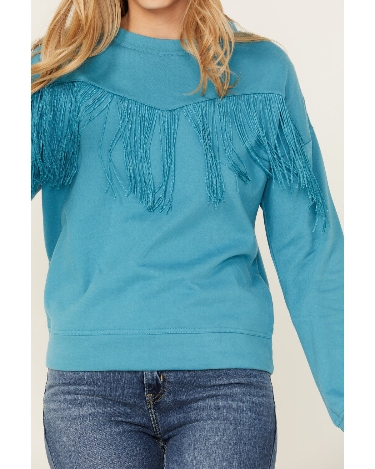 Image #3 - Roper Women's Fringe Fleece Pullover, Turquoise, hi-res