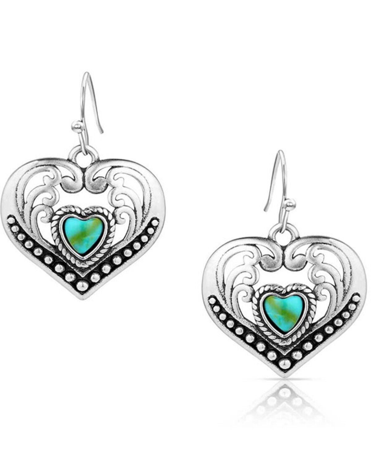 Image #1 - Montana Silversmiths Women's Fierce Hearts Earrings, Silver, hi-res