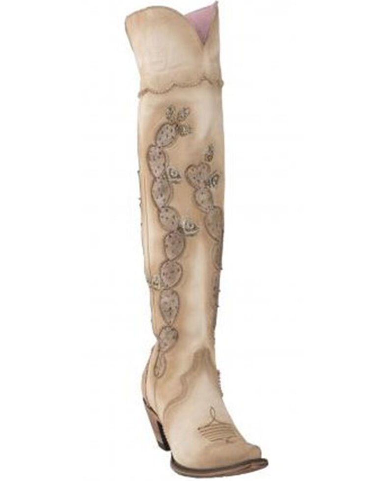 Junk Gypsy by Lane Women's Cactus Knee High Boots - Snip Toe , Cream, hi-res