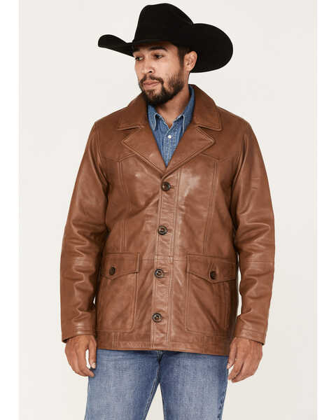 Cody James Men's Dale Leather Field Jacket, Brown, hi-res