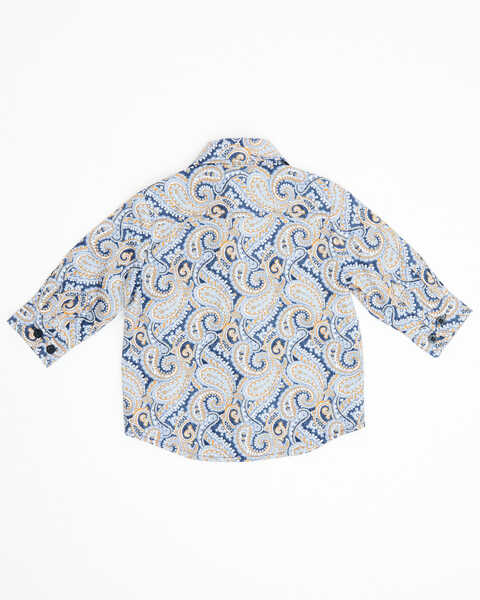 Image #3 - Cinch Infant Boys' Paisley Print Long Sleeve Button Down Western Shirt, Light Blue, hi-res