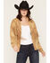 Image #1 - Miss Me Women's Fringe Button Front Short Cardigan, Camel, hi-res