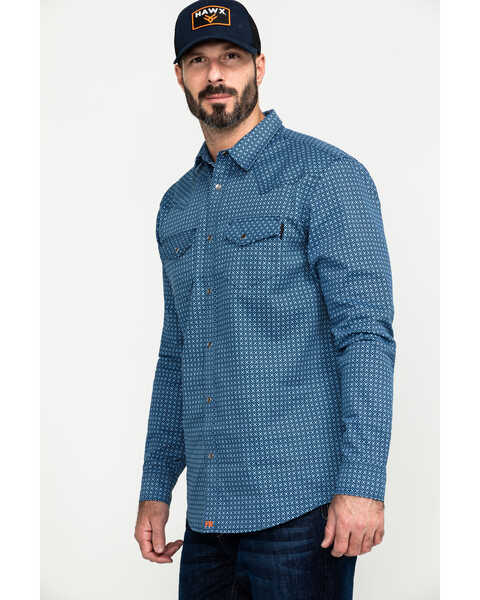 Image #3 - Cody James Men's FR Woven Plaid Print Long Sleeve Button Down Work Shirt , Blue, hi-res