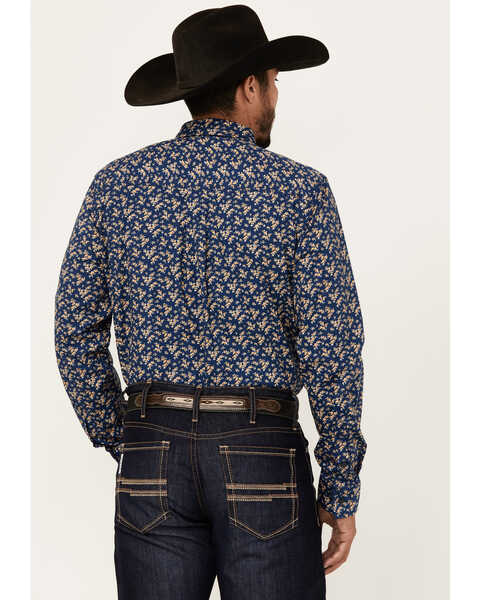 Image #4 - Cody James Men's El Camino Hills Floral Print Long Sleeve Button-Down Stretch Western Shirt , Navy, hi-res