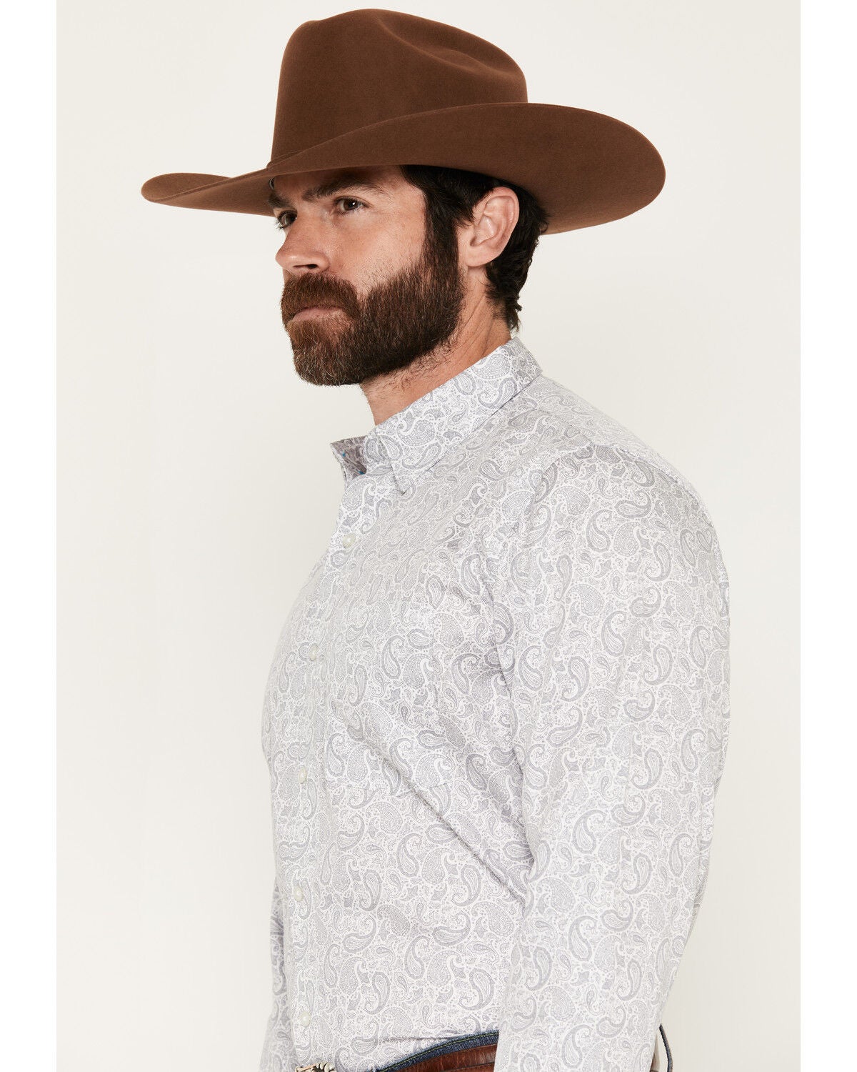Image #2 - Wrangler X Cody Johnson Men's Paisley Print Long Sleeve Button-Down Western Shirt, Charcoal, hi-res