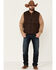 Rodeo Clothing Men's Brown Canvas Zip-Front Western Puffer Vest , Brown, hi-res