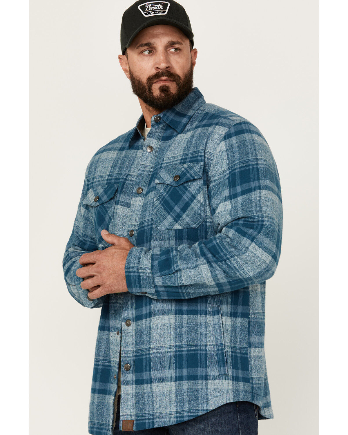 Image #2 - Dakota Grizzly Men's Ivan Plaid Print Sherpa Lined Shirt Jacket, Blue, hi-res