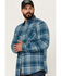 Image #2 - Dakota Grizzly Men's Ivan Plaid Print Sherpa Lined Shirt Jacket, Blue, hi-res