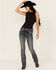 Image #3 - Grace In LA Women's Medium Wash Camo Fleur De Lis Embroidered Mid Rise Bootcut Stretch Denim Jeans, Medium Wash, hi-res