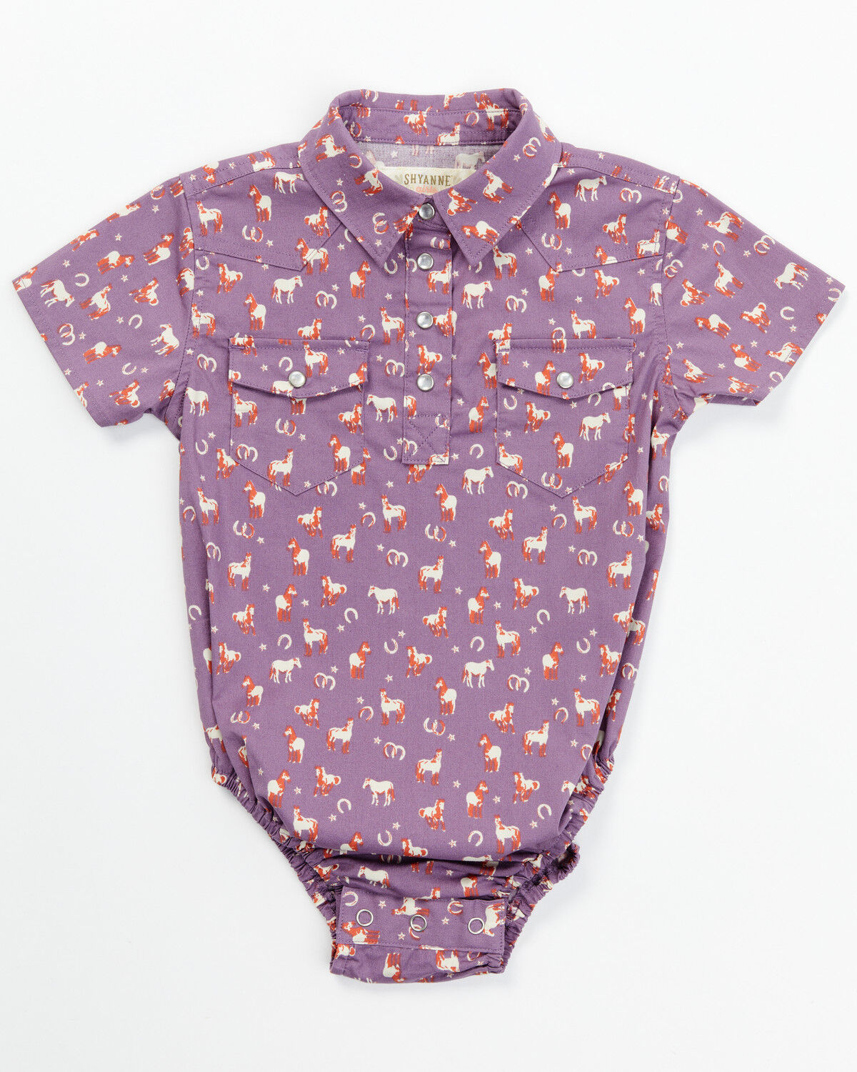 Image #1 - Shyanne Infant Girls' Printed Short Sleeve Onesie, Purple, hi-res