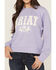 Image #3 - Ariat Women's Boot Barn Exclusive Horse Logo Crewneck, Lavender, hi-res