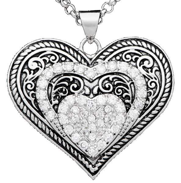 Montana Silversmiths Women's Our Prairie Mothers Heart Necklace & Earrings Set - 2-Piece, Silver, hi-res