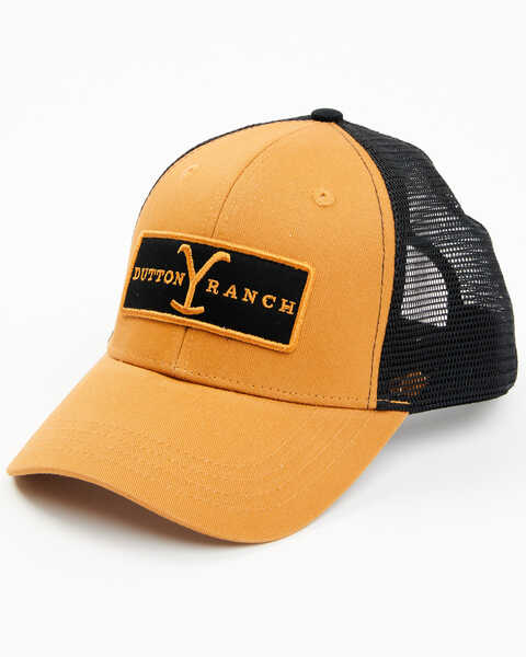Image #1 - Paramount Network's Yellowstone Men's Rectangular Dutton Ranch Logo Ball Hat, Brown, hi-res