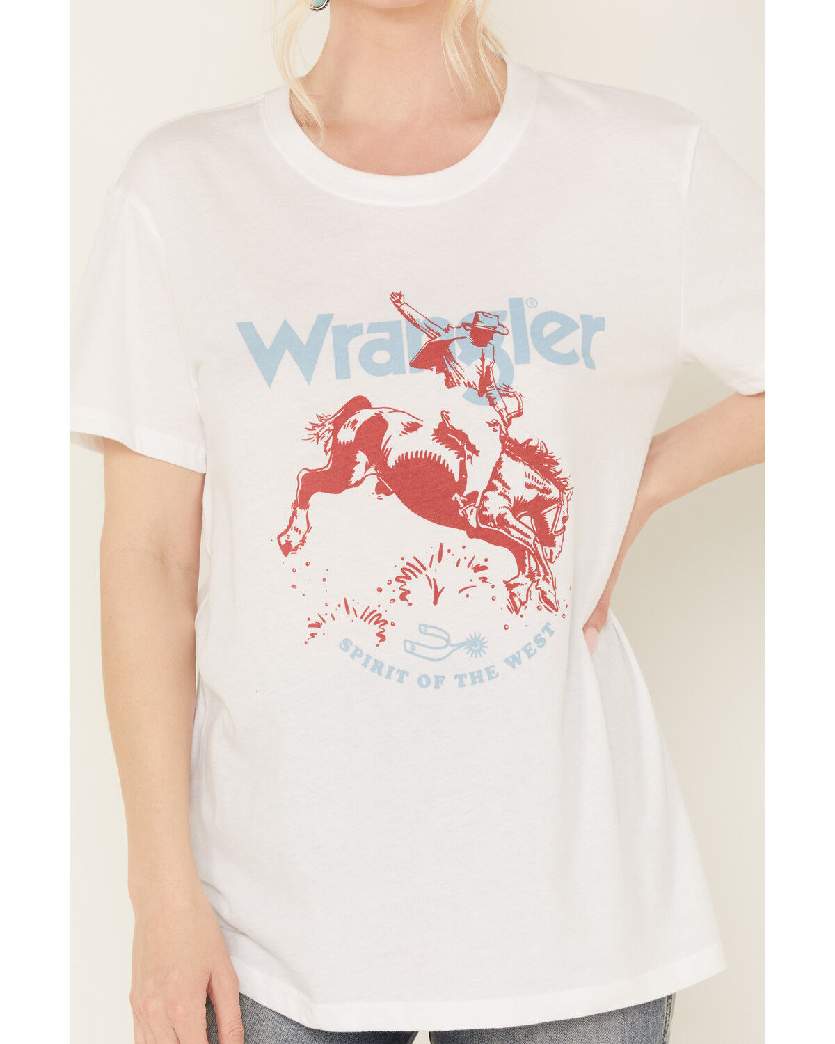 Image #3 - Wrangler Retro Women's Bucking Bronc Boyfriend Graphic Tee, White, hi-res
