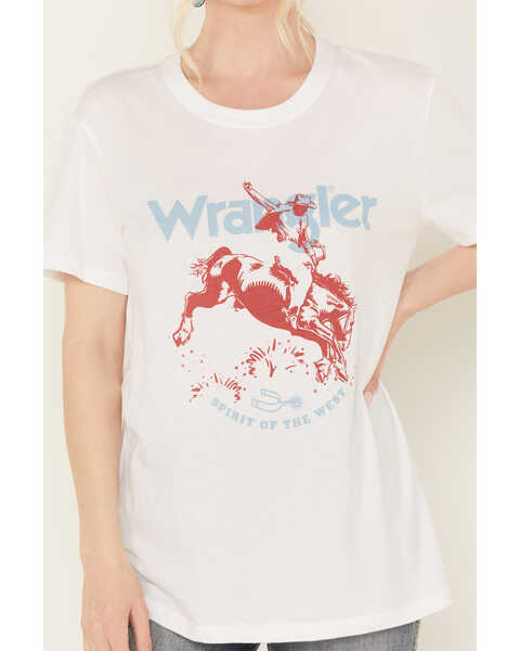 Wrangler Retro Women's Bucking Bronc Boyfriend Graphic Tee, White, hi-res