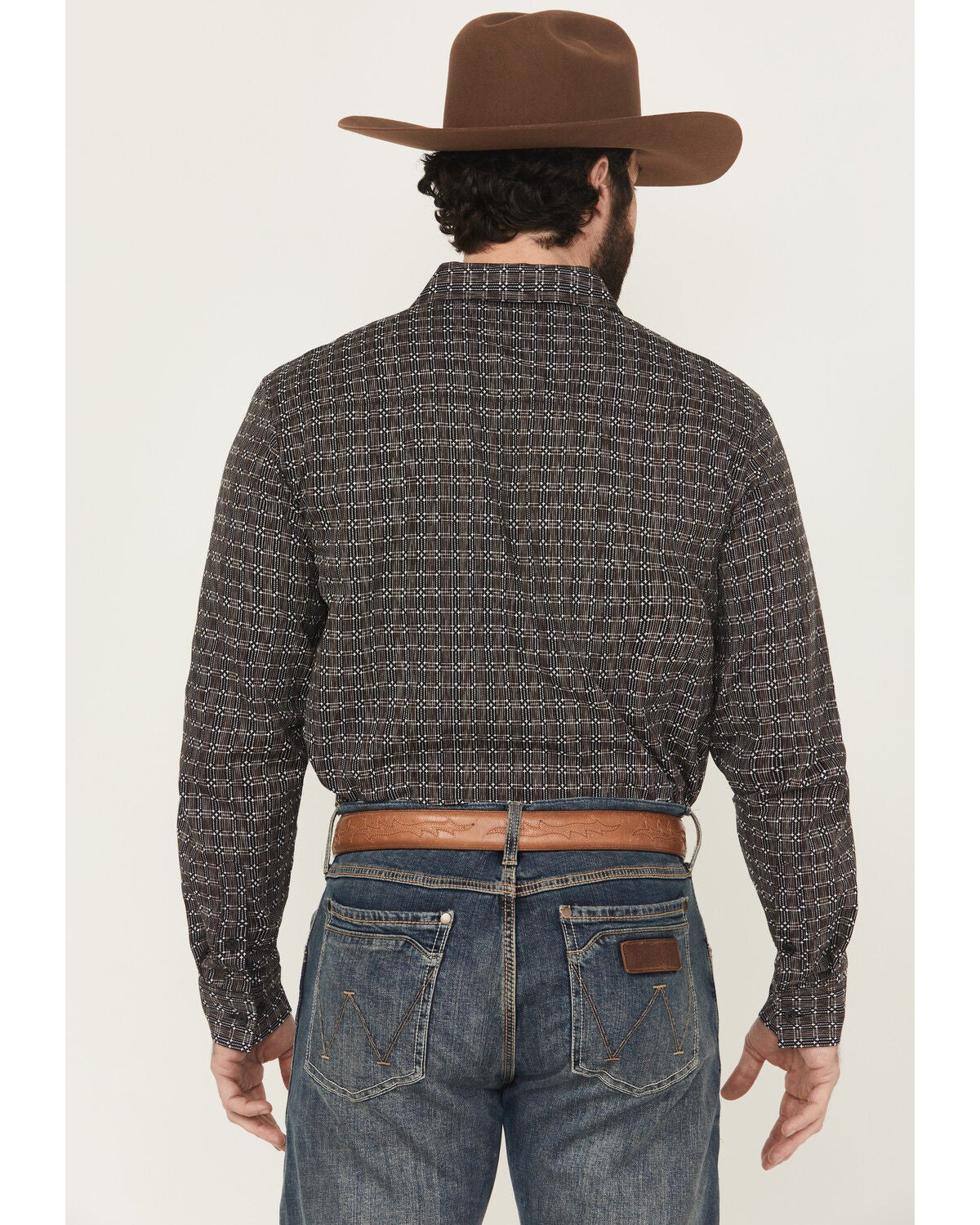 Image #4 - Gibson Trading Co Men's Bug Out Plaid Print Long Sleeve Button-Down Stretch Western Shirt, Black, hi-res