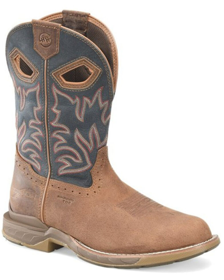 Double H Men's Daunt Roper Pull-On Work Boot - Comp Toe, Brown/blue, hi-res