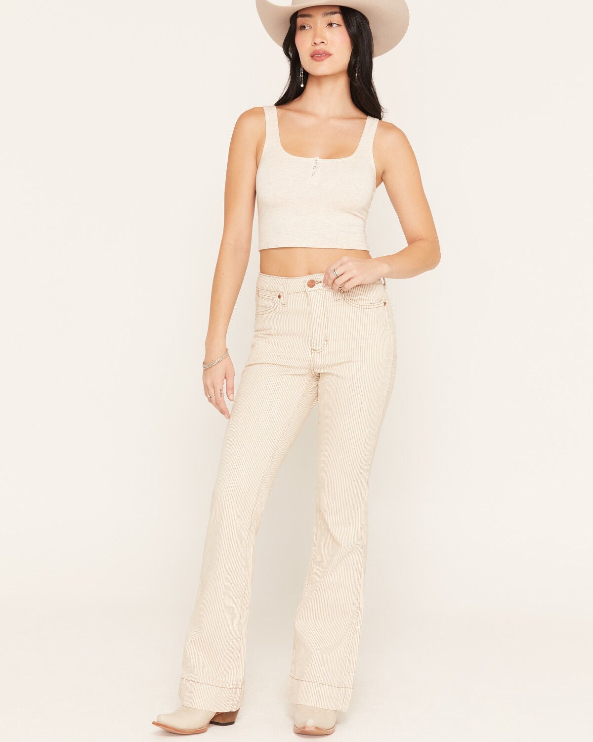 Image #1 - Wrangler Women's Ryann High Rise Bailey Trouser Denim Jeans, Cream, hi-res