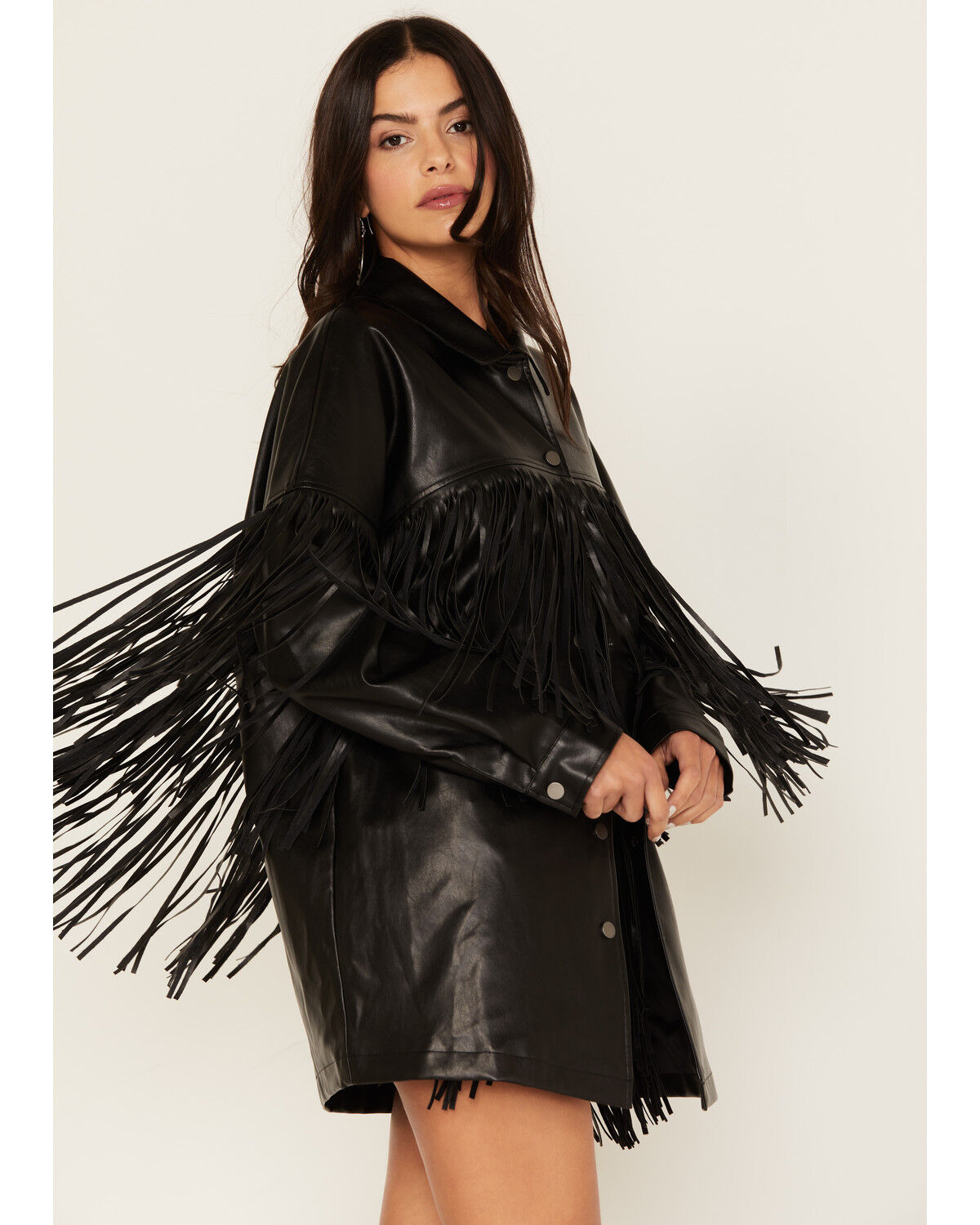 Image #2 - Sadie & Sage Women's Wild West Fringe Vegan Shacket, , hi-res