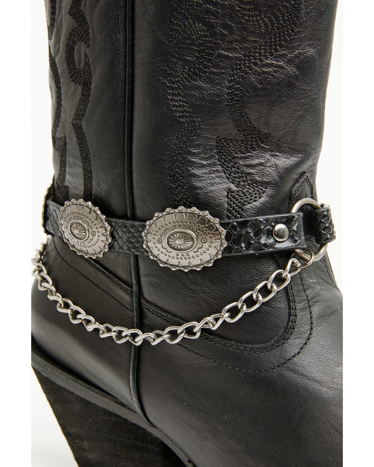 Image #2 - Shyanne Women's Scalloped Concho Boot Bracelet with Chain, Black, hi-res