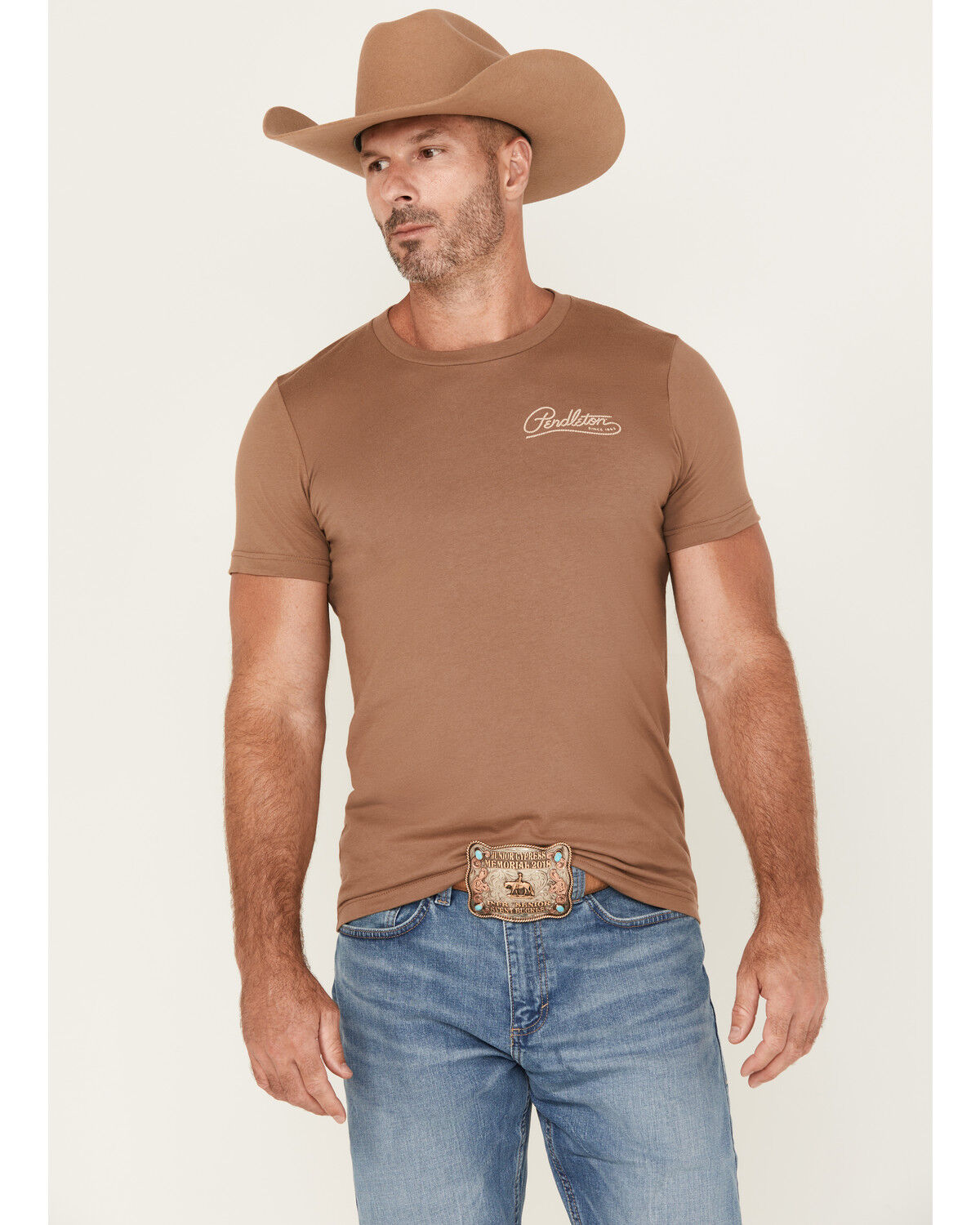 Image #2 - Pendleton Men's Boot Barn Exclusive Lasso Short Sleeve Graphic T-Shirt, Lt Brown, hi-res