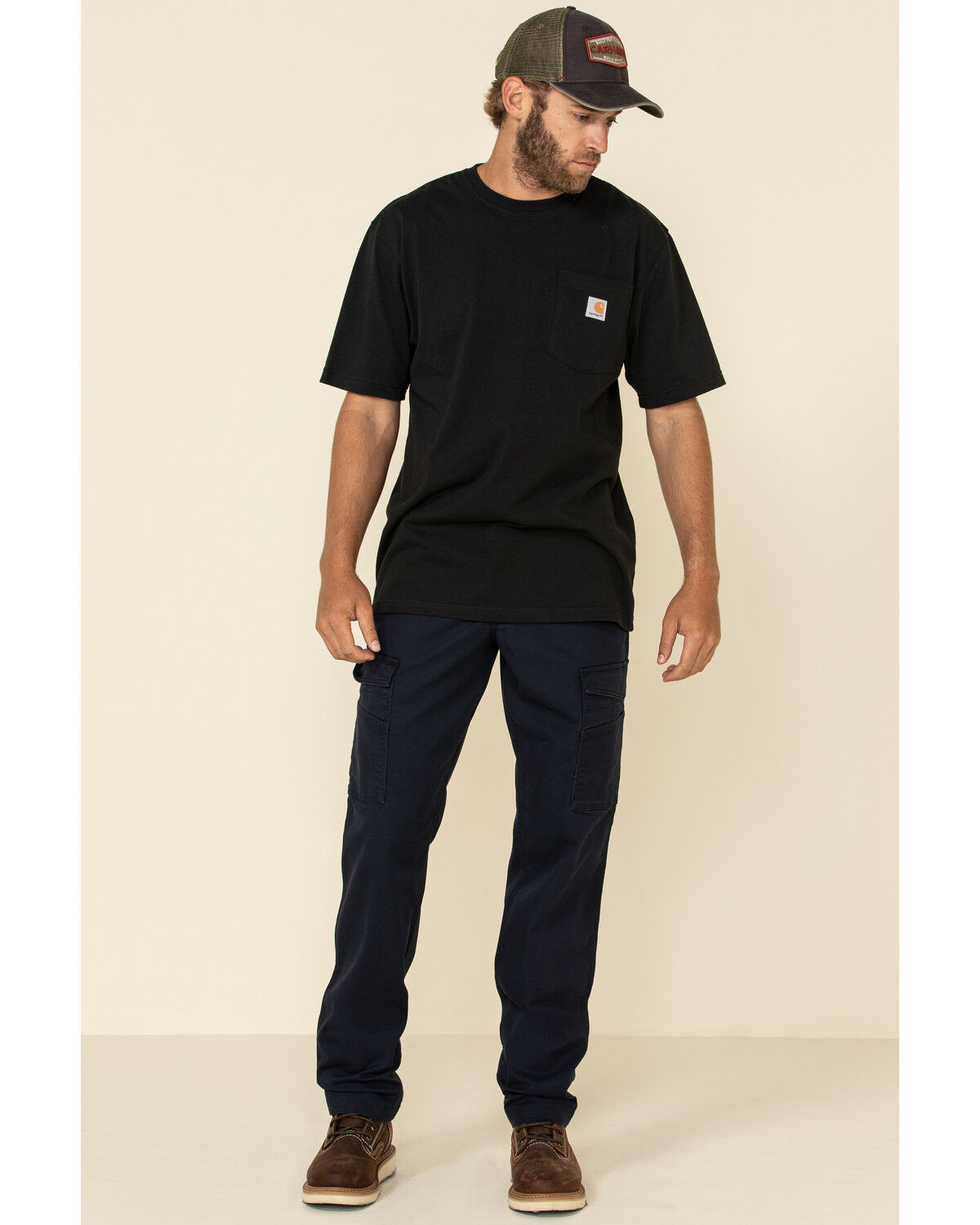 Image #1 - Carhartt Men's FR Rugged Flex Relaxed Canvas Cargo Work Pants, Navy, hi-res