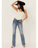 Image #3 - Miss Me Women's Medium Wash Mid Rise Americana Pocket Bootcut Stretch Denim Jeans, Medium Wash, hi-res