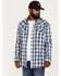 Image #1 - Moonshine Spirit Men's Propane Plaid Print Snap Western Flannel Shirt, Navy, hi-res