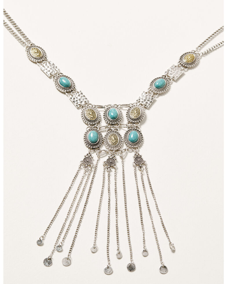 Shyanne Women's Wild Blossom Dangle Multi Stone Necklace, Multi, hi-res
