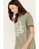 Image #2 - Girl Dangerous Women's Horseshoe Rose Boyfriend Graphic Tee, Green, hi-res